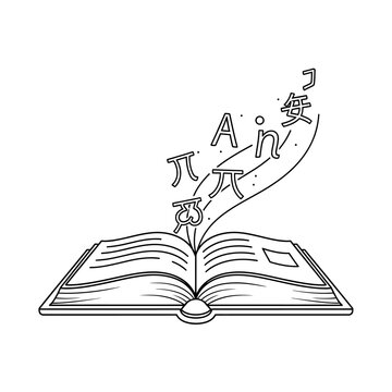 Mathematics Symbols Emerging from Book.
