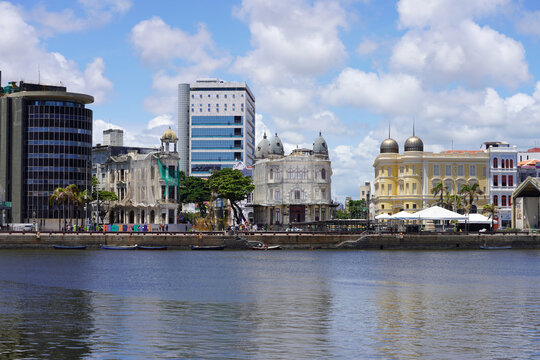 Recife Antigo Waterfront and Historic Architecture at Marco Zero Square, Pernambuco, Brazil