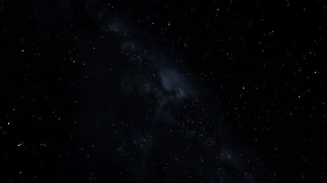 Starry night sky with dense Milky Way band and faint blue nebula clouds, deep space background.