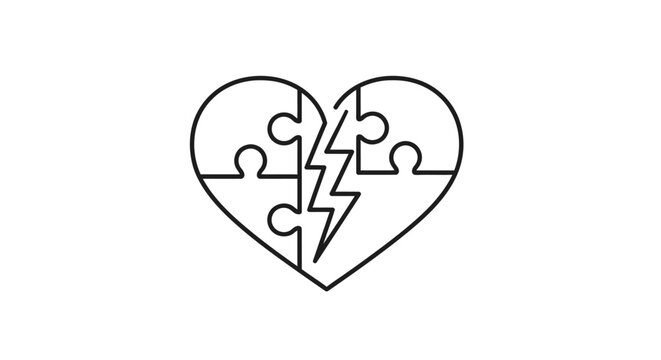 Heart Shaped Puzzle Pieces Broken.