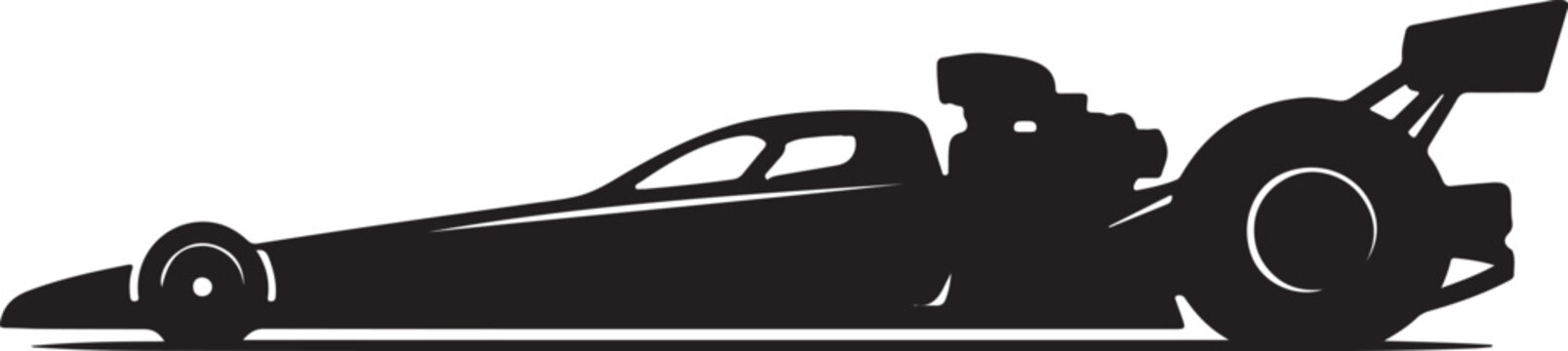 Dragster silhouette with racing car drag racing sports car race car motor sport
