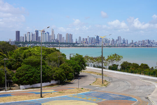 Coastal City Skyline and Beachfront Promenade, Joao Pessoa, Brazil