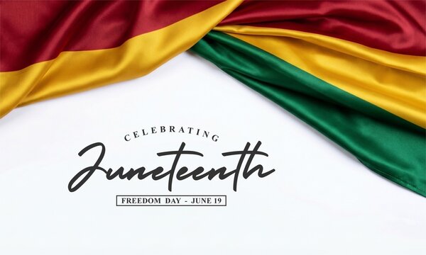 Elegant Celebratory Juneteenth Freedom Day Waving Fabric Banner With Text