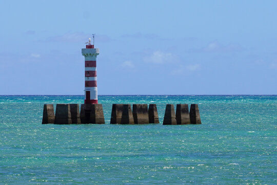 Ponta Verde Lighthouse in Turquoise Sea, Maceio, Alagoas, Brazil