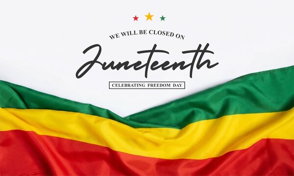 Decorative Juneteenth Celebration Freedom Day Flag With Text Banner