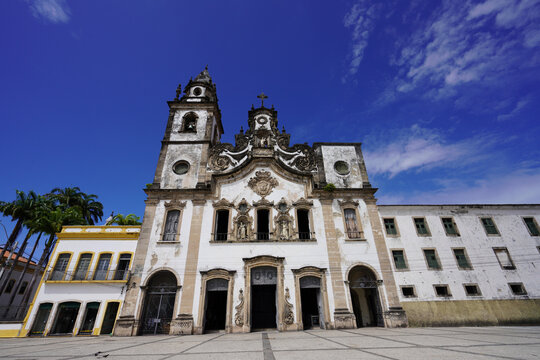 Facade of the Historic Basilica and Convent of Nossa Senhora do Carmo in Recife, Pernambuco, Brazil