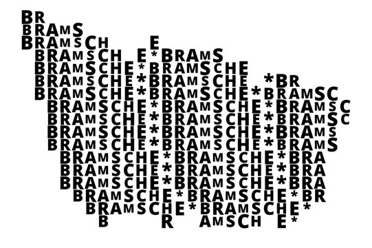 Typographic Map of the city Bramsche (Germany) with a pattern of capital letters that only show the name of the city