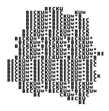 Typographic Map of the city Beckum (Germany) with a pattern of capital letters that only show the name of the city