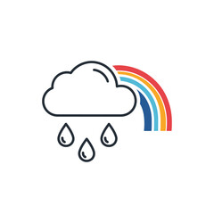 Naklejka premium Rain Cloud with Rainbow and Raindrops.