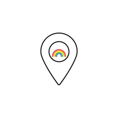 Rainbow colored location pin icon symbol. © Ilusi_design