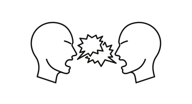 Two Heads Arguing in Anger.