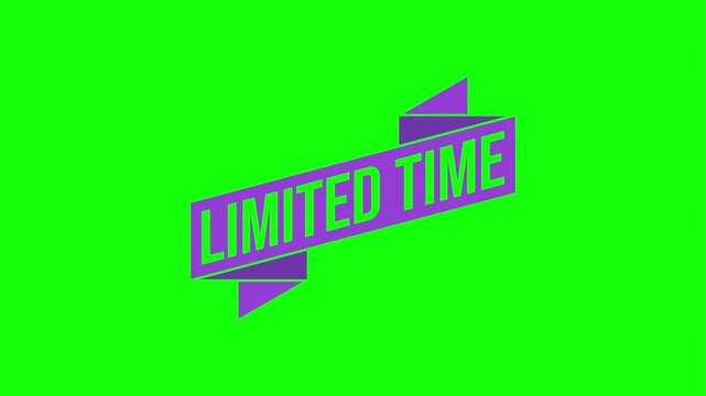 Collection of animated limited time offer ribbon banners and text overlays on green screen background