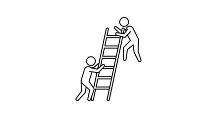 Two people helping on a ladder 1. © Ilusi_design