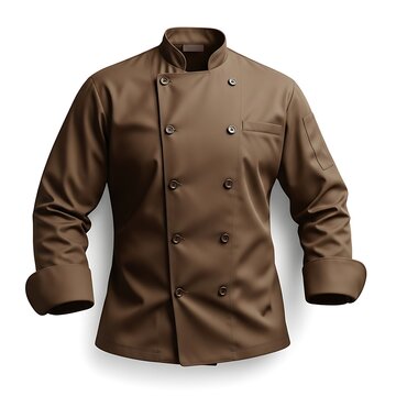 Brown Double Breasted Chef Jacket Displayed on White Background