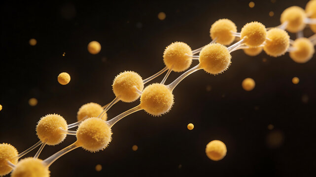 Microscopic view of fungal spores ideal for sleek commercial backgrounds and title sequences