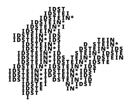 Typographic Map of the city Idstein (Germany) with a pattern of capital letters that only show the name of the city