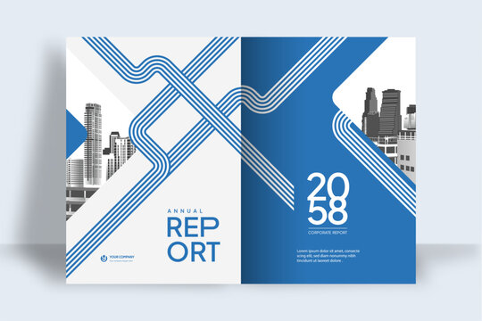 Business Report Cover Template &ndash; Blue Geometric Layout (A4)