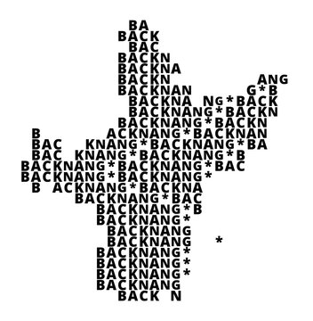 Typographic Map of the city Backnang (Germany) with a pattern of capital letters that only show the name of the city