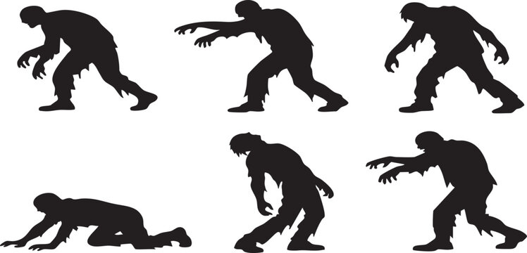 Vector silhouettes of dogs and horses in black art style featuring people, men, and women engaged in sport action, running, and soccer competition illustration