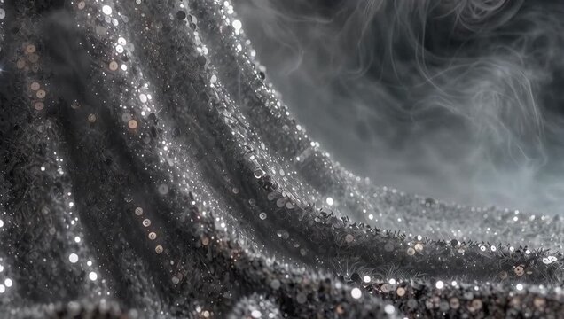 Shimmering Fabric Surrounded by Wispy Smoke