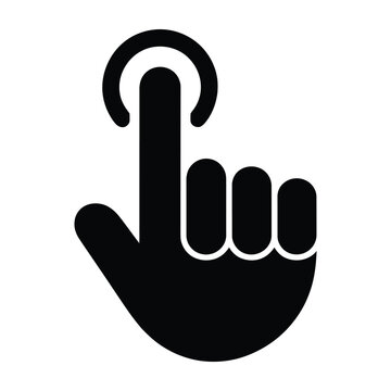 Black silhouette of a hand with index finger pointing up and hook  symbol