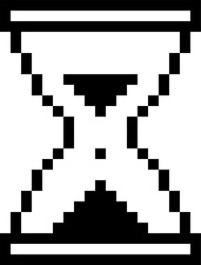 Fototapeta premium Pixelated hourglass symbol represents waiting or loading status in digital systems