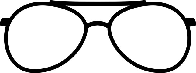 Black outline drawing of aviator glasses on a white background © Tartila