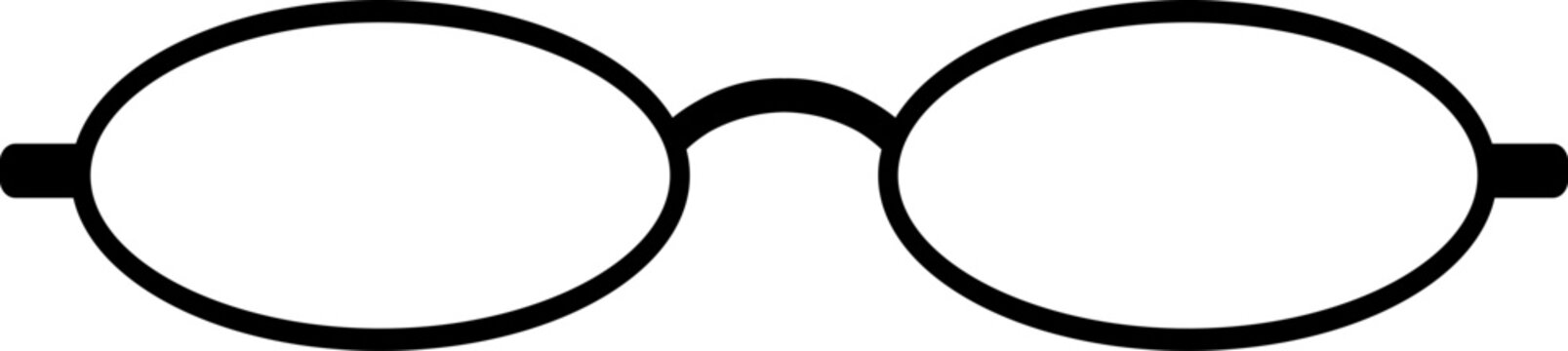 Round frame glasses outline providing vision, wisdom, and intellectual concepts