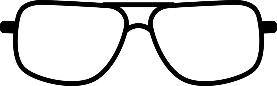 Aviator sunglasses simple line drawing providing a minimalistic eyewear icon