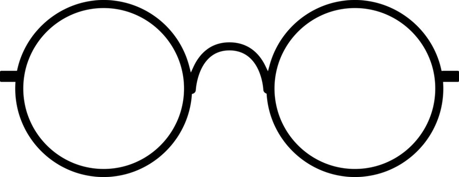 Round glasses outline showing an eyewear accessory for vision and smart themes