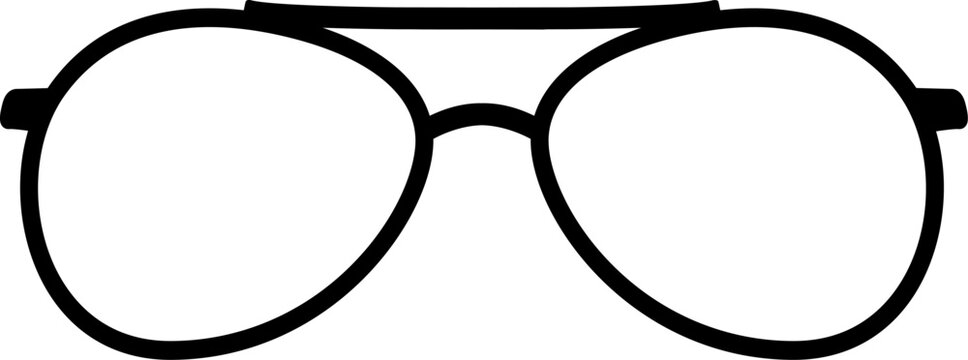 Black outline drawing of aviator glasses on a white background