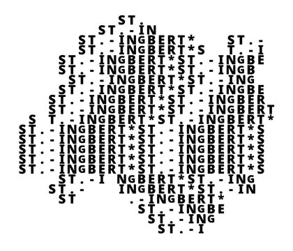 Typographic Map of the city St. Ingbert (Germany) with a pattern of capital letters that only show the name of the city