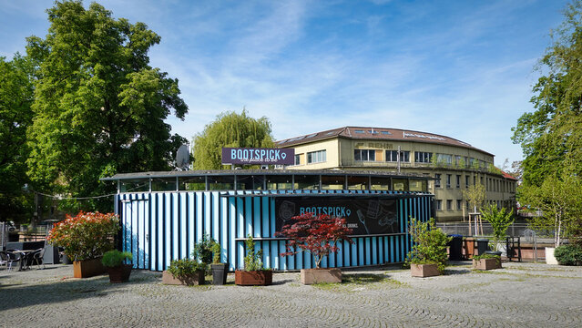 Der Tretbootverleih Bootspick in Pforzheim, Baden-Wuerttemberg, Deutschland am 10. Mai 2026