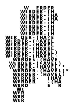 Typographic Map of the city Werder (Havel) (Germany) with a pattern of capital letters that only show the name of the city