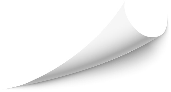 White paper page corner curling and peeling, revealing content or background