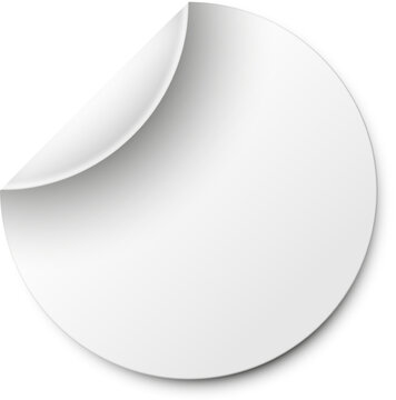 White round sticker peeling a corner, offering customizable copy space for design or message