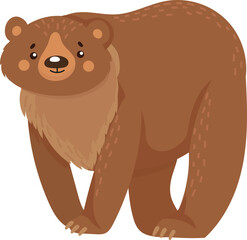 Brown bear cub standing looking forward illustration © Tartila