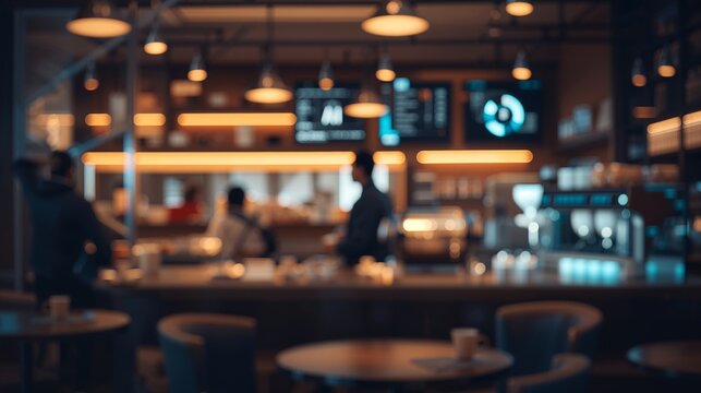 Generative AI Vibrant Modern Caf? Scene with Customer