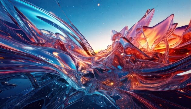 Vibrant Abstract Crystal Formation with Contrasting Colors.