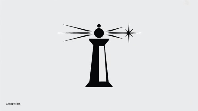 chess piece with sun rays and star  symbol of success