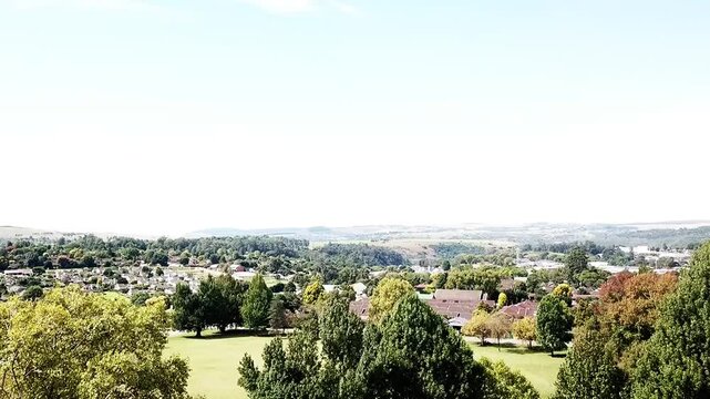 Aerial viwe of homes and mountains in the distance in Howick Durban