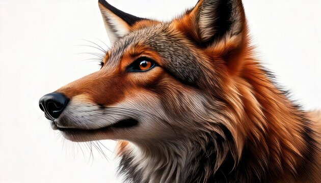 Close-up Portrait of a Majestic Wolf with Intense Gaze.
