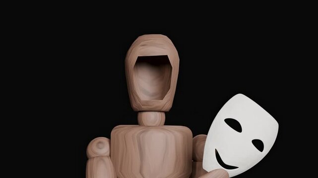 Animated empty mannequin head representing loneliness and emotional isolation