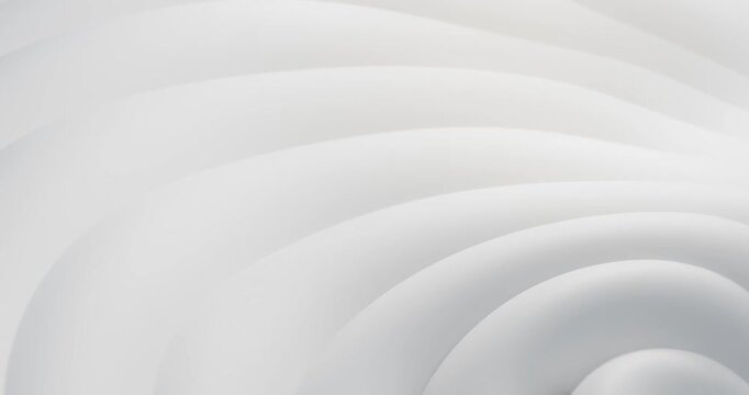 Abstract white layered wave background with soft curves looping 3d animation