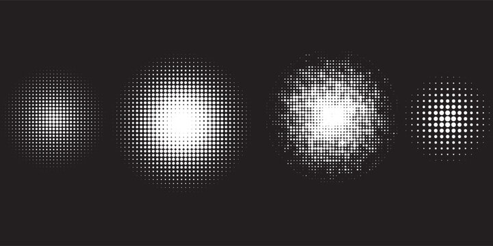 Kumpulan garis titik-titik konsentris dan hipnotis abstrak dalam bentuk lingkaran. Garis radial bertitik halftone. Elemen desain untuk logo, cetakan, templat atau poster. Ilustrasi vektor