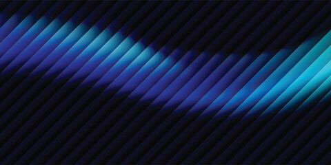Fototapeta premium Dark Blue Neon Abstract Wave Background with Glowing Curves and Futuristic Style