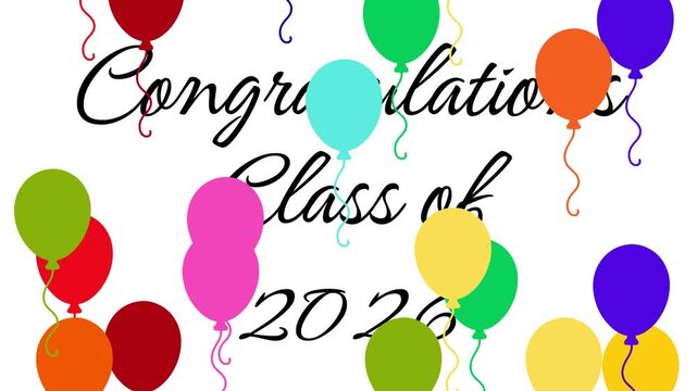 seamless pattern with balloons, and congratulations class of 2026 