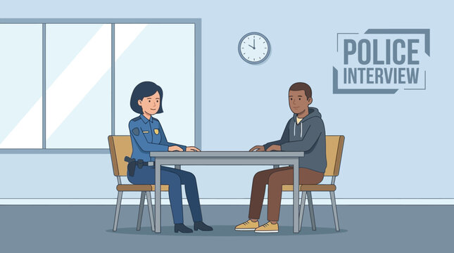 Police officer interviewing a suspect.