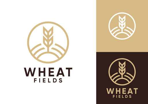 landscape with sun logo. creative agriculture symbol vector design