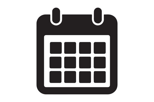 Calendar icon with date planner and organizer on white background